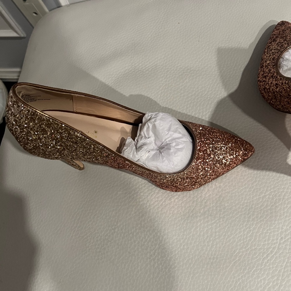 Elegant Rose Gold 2 Tone Glitter Women's Heels